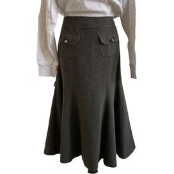 Moschino Cheap & Chic Green Wool Military Skirt US - Picture 3 of 4